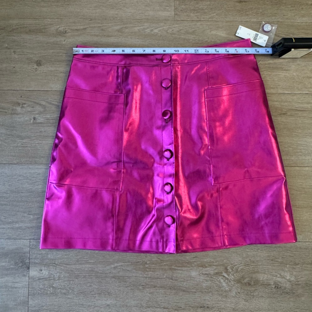 Maeve Metallic Pink Faux Leather skirt - Picture 8 of 9
